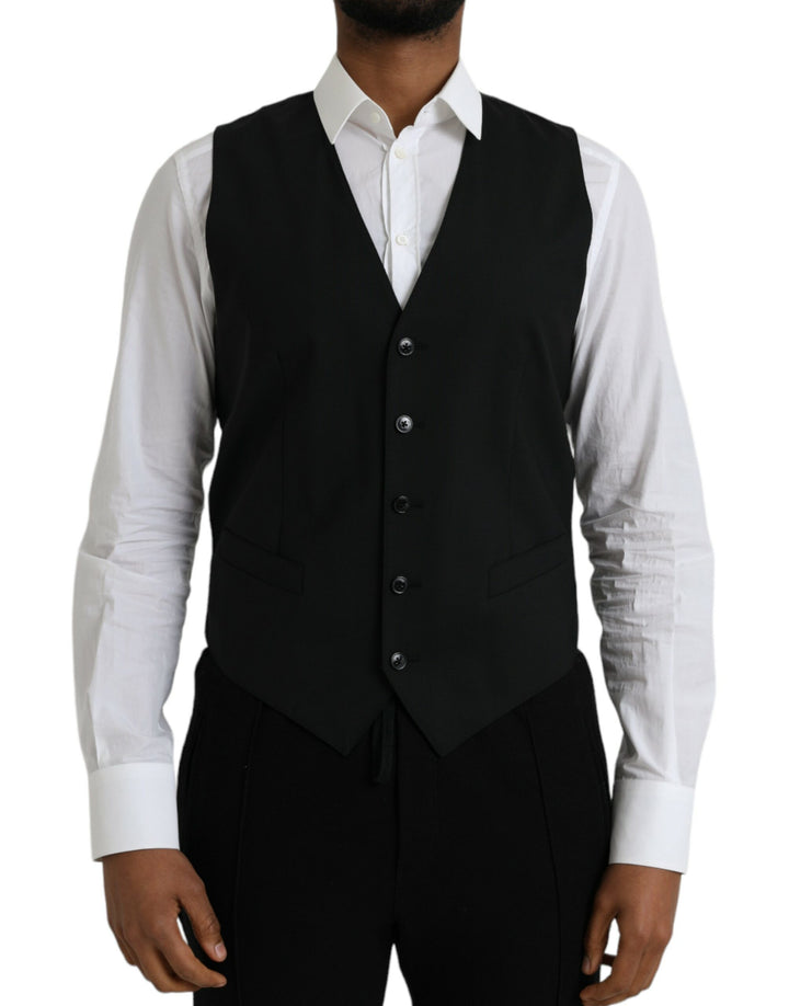 Dolce &amp; Gabbana Sample Sale Dolce &amp; Gabbana Black Wool Formal Dress Waistcoat Vest - | Designer outlet