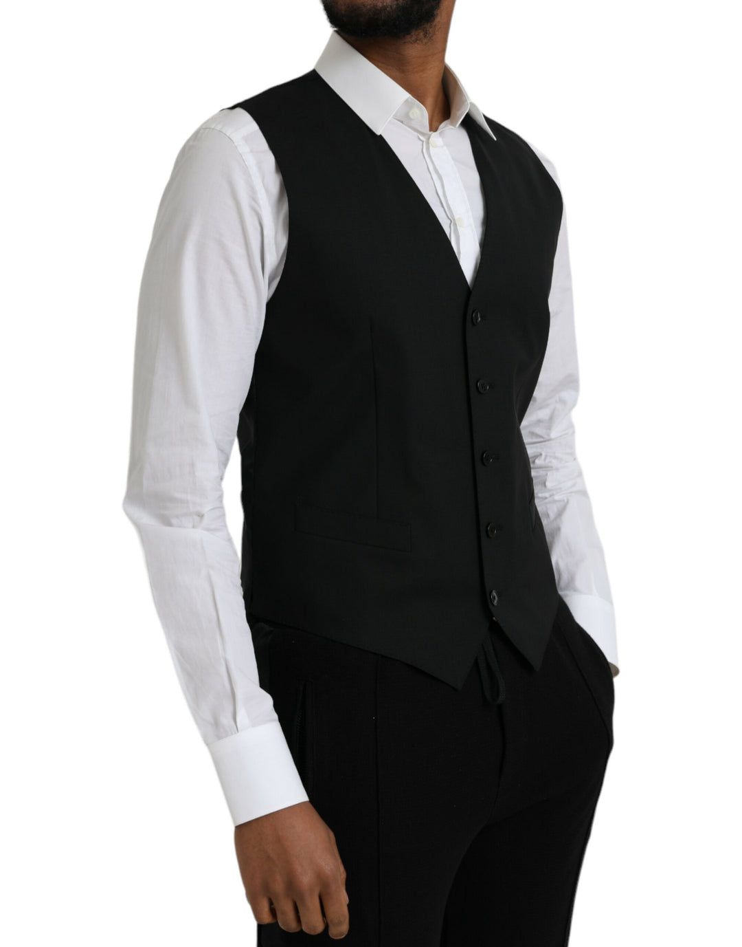 Dolce &amp; Gabbana Sample Sale Dolce &amp; Gabbana Black Wool Formal Dress Waistcoat Vest - | Designer outlet