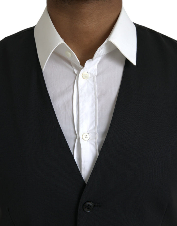Dolce &amp; Gabbana Sample Sale Dolce &amp; Gabbana Black Wool Formal Dress Waistcoat Vest - | Designer outlet