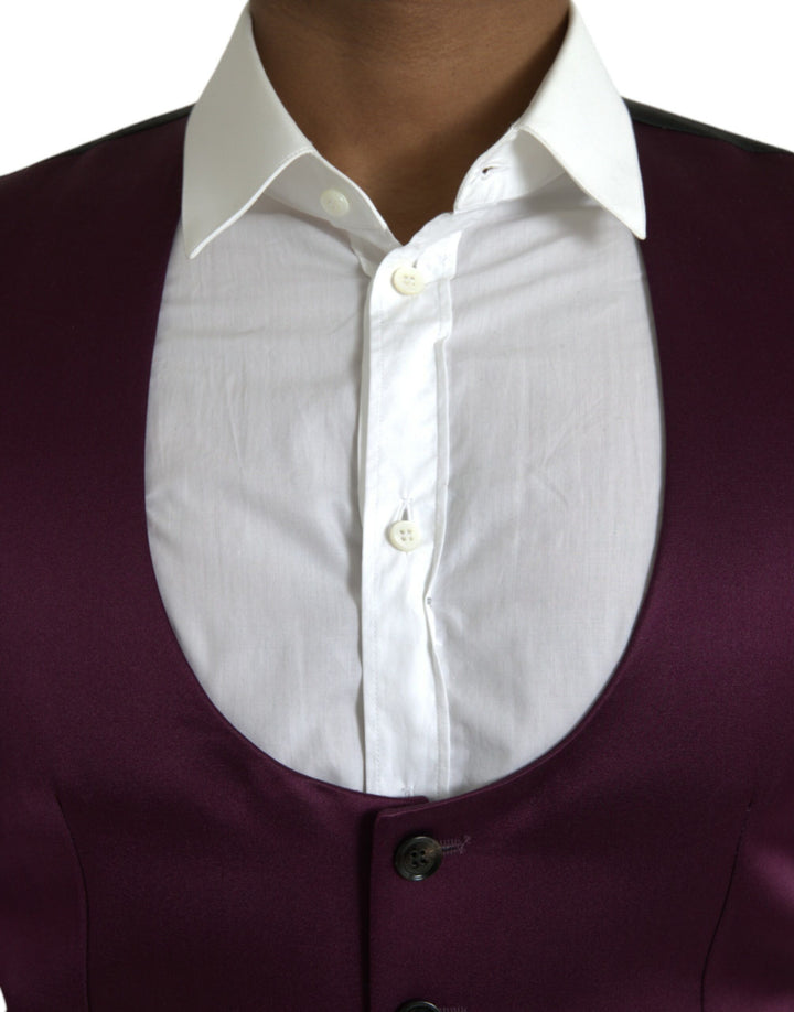 Dolce &amp; Gabbana Maroon Satin Silk Waistcoat Dress Formal Vest by Dolce &amp; Gabbana outlet now on sale