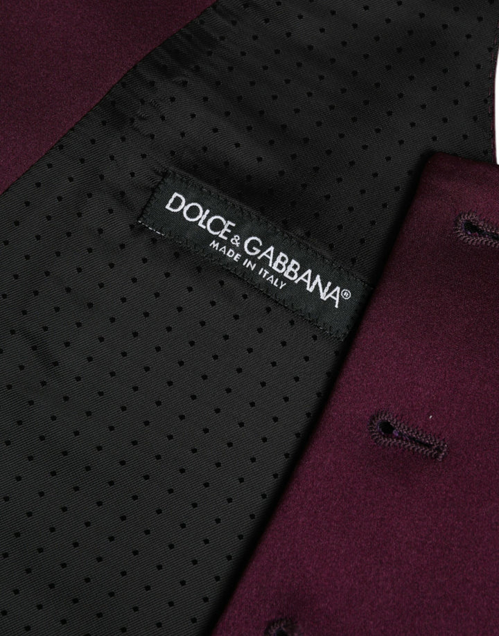 Dolce &amp; Gabbana Maroon Satin Silk Waistcoat Dress Formal Vest by Dolce &amp; Gabbana outlet now on sale