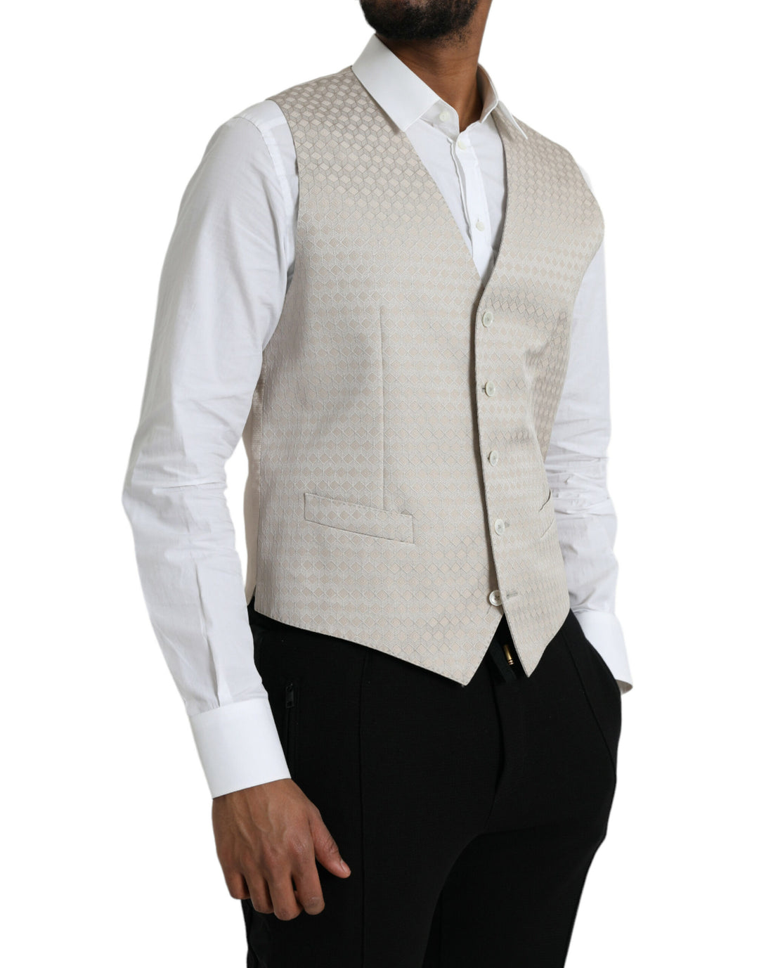 Dolce &amp; Gabbana Off White Cotton Waistcoat Dress Formal Vest by Dolce &amp; Gabbana outlet now on sale