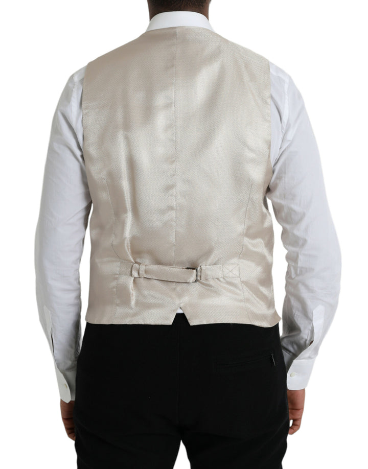 Dolce &amp; Gabbana Off White Cotton Waistcoat Dress Formal Vest by Dolce &amp; Gabbana outlet now on sale