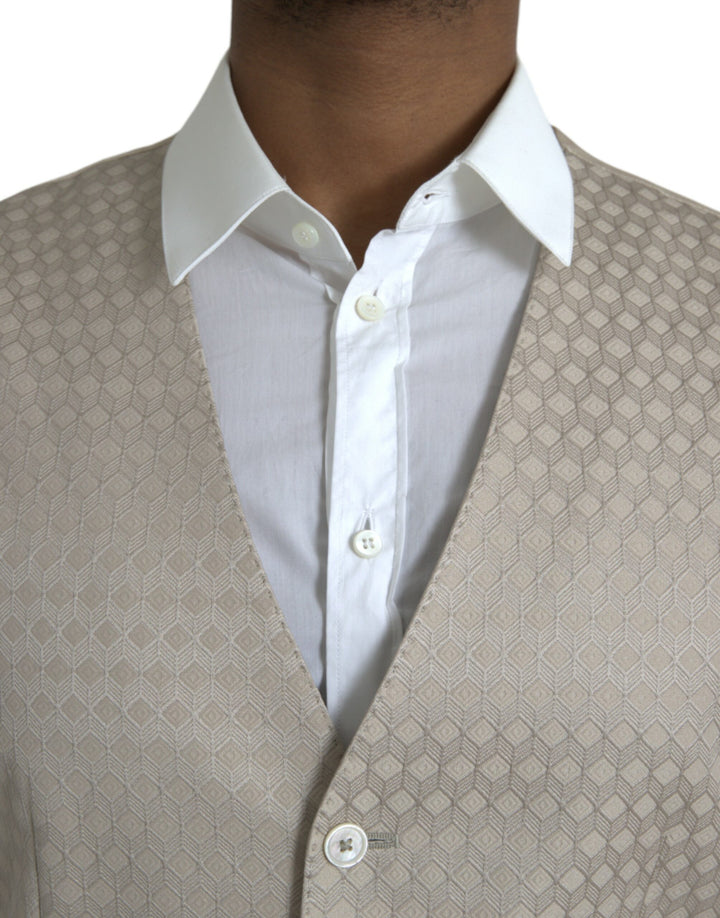 Dolce &amp; Gabbana Off White Cotton Waistcoat Dress Formal Vest by Dolce &amp; Gabbana outlet now on sale