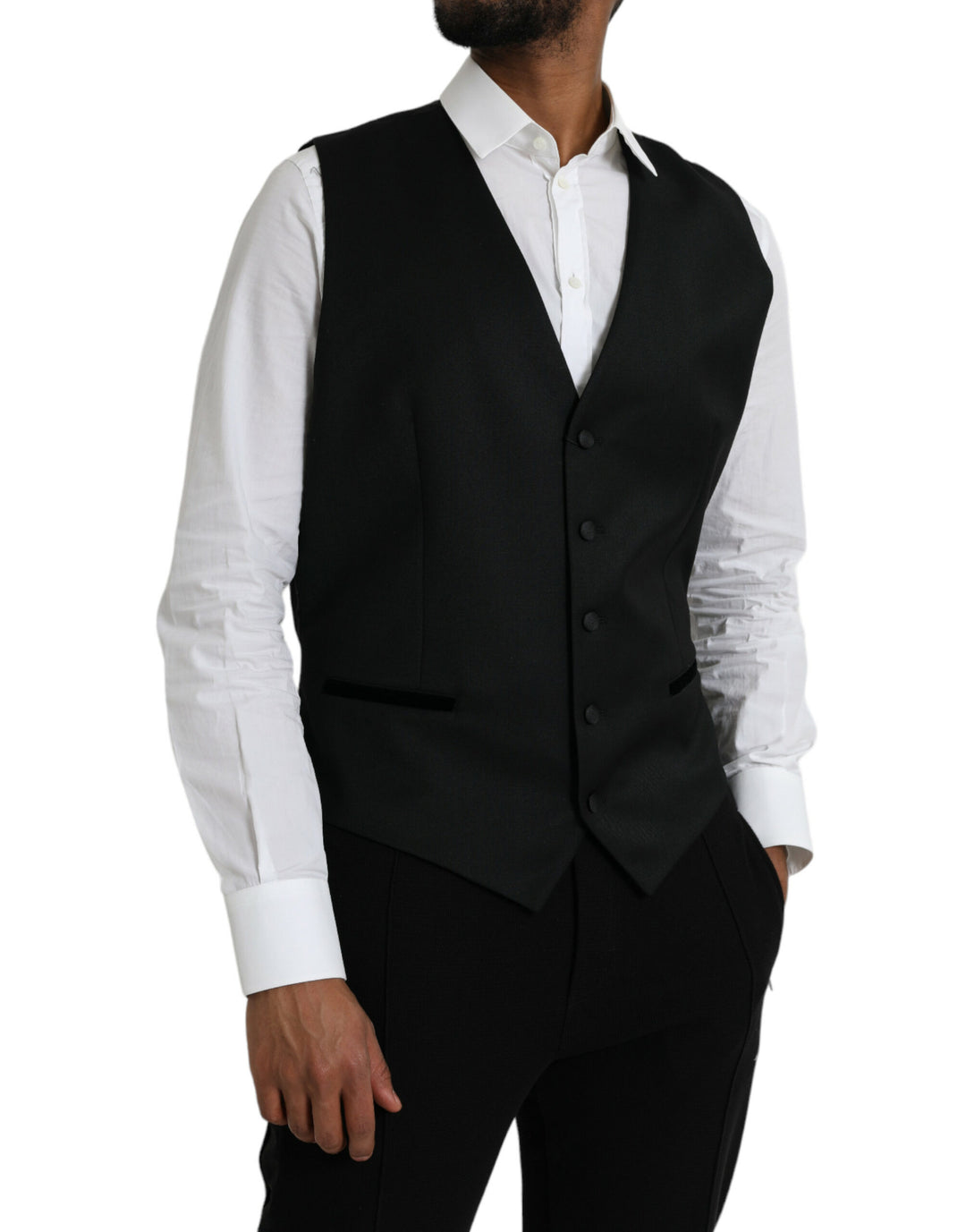 Dolce &amp; Gabbana Sample Sale Dolce &amp; Gabbana Black Silk Waistcoat Dress Formal Vest - | Designer outlet