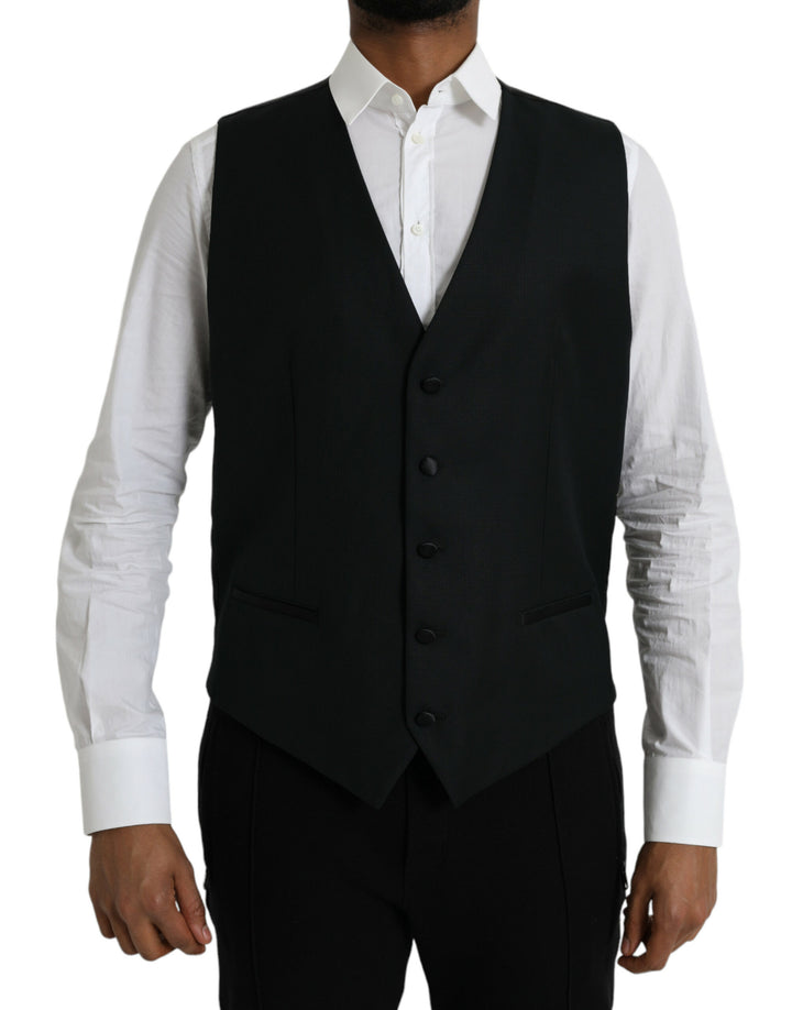 Dolce &amp; Gabbana Sample Sale Dolce &amp; Gabbana Black Wool Waistcoat Dress Formal Vest - | Designer outlet
