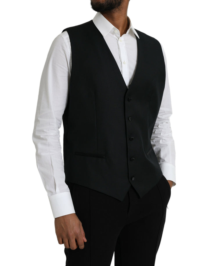 Dolce &amp; Gabbana Sample Sale Dolce &amp; Gabbana Black Wool Waistcoat Dress Formal Vest - | Designer outlet