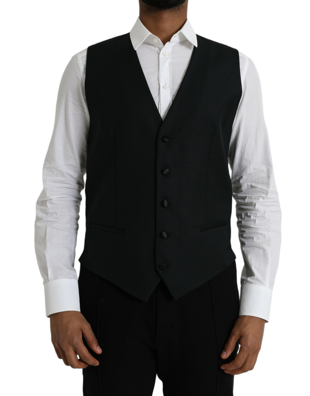 Dolce &amp; Gabbana Sample Sale Dolce &amp; Gabbana Black Wool Waistcoat Dress Formal Vest - | Designer outlet