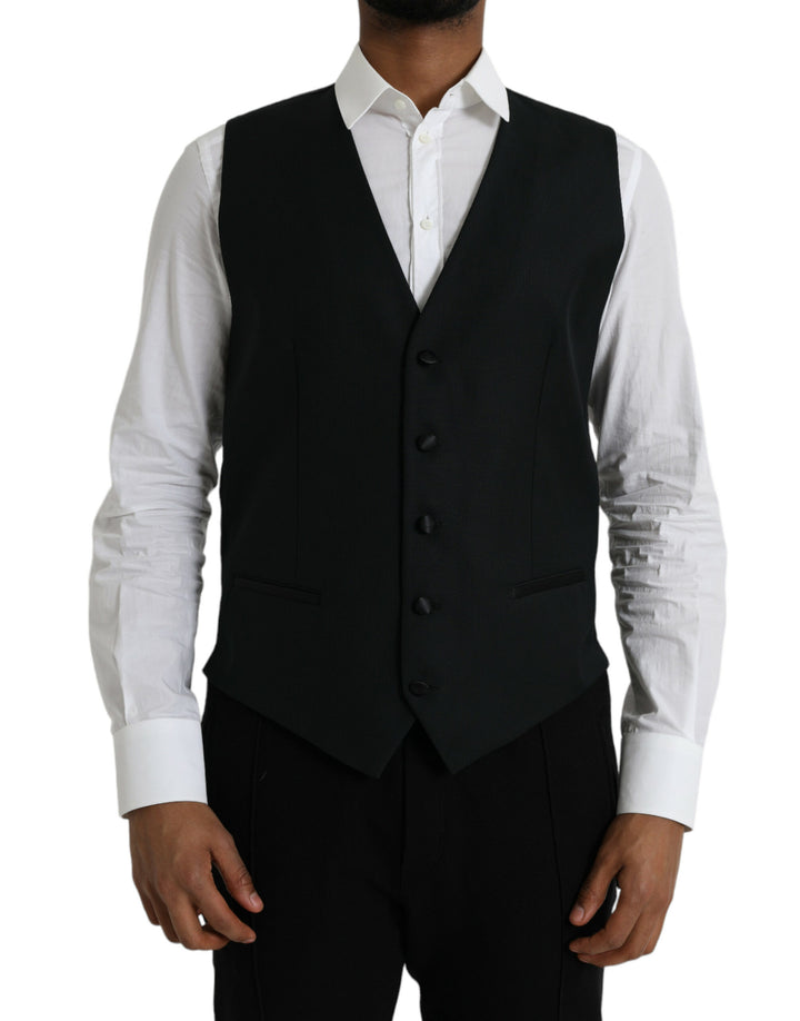 Dolce &amp; Gabbana Sample Sale Dolce &amp; Gabbana Black Wool Waistcoat Dress Formal Vest - | Designer outlet