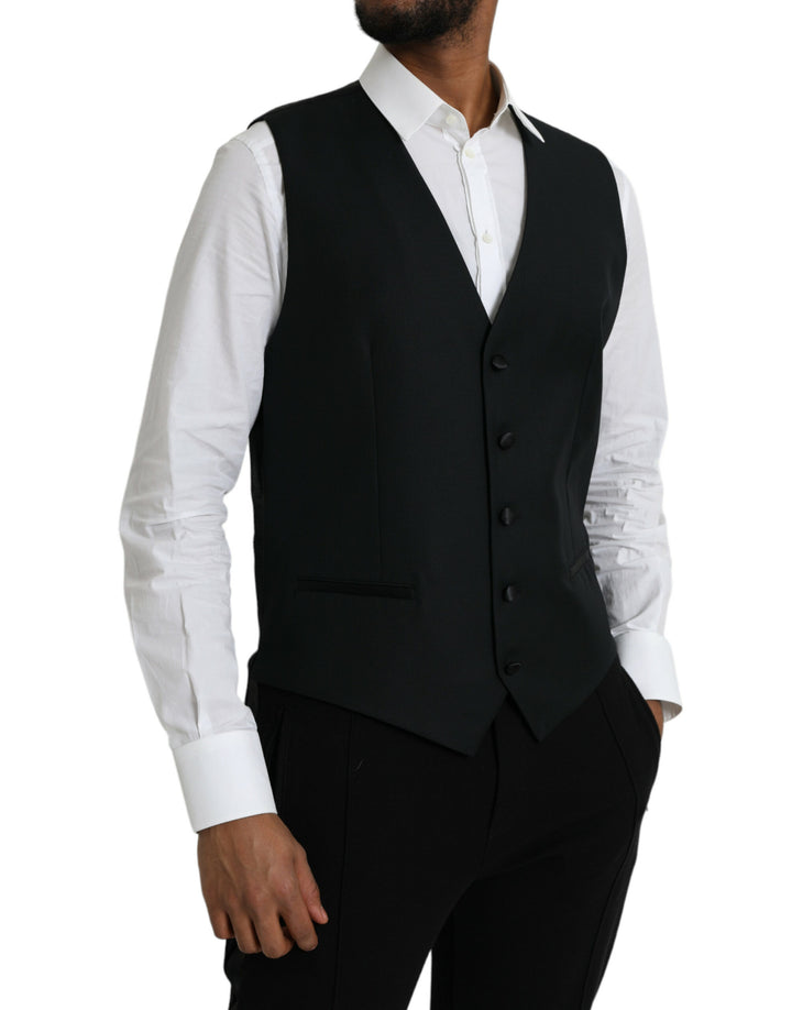 Dolce &amp; Gabbana Sample Sale Dolce &amp; Gabbana Black Wool Waistcoat Dress Formal Vest - | Designer outlet