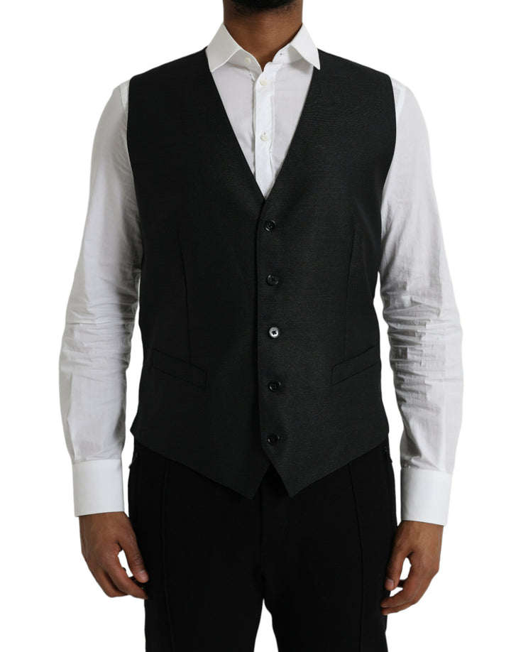 Dolce &amp; Gabbana Sample Sale Dolce &amp; Gabbana Black Wool Waistcoat Dress Formal Vest - | Designer outlet