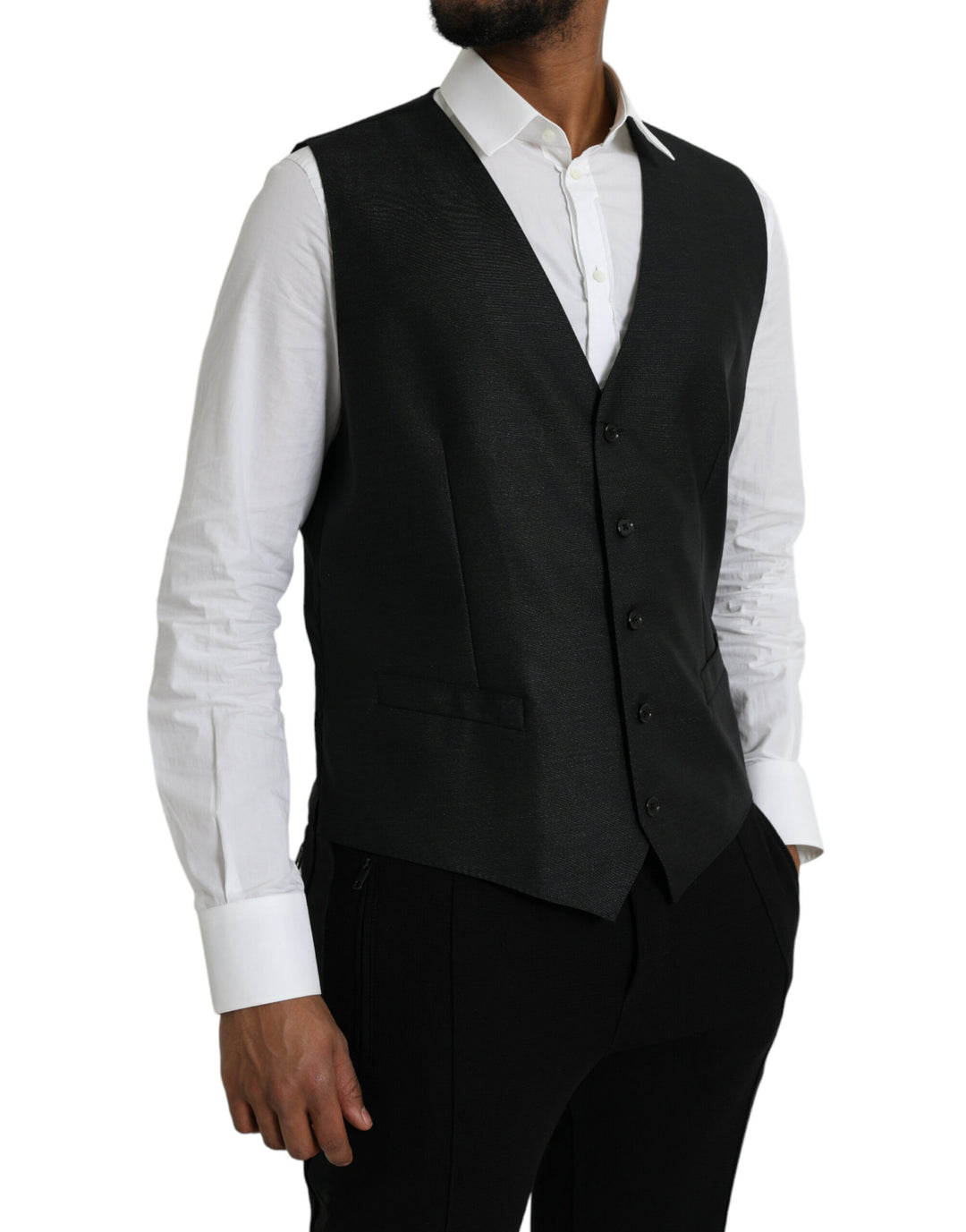 Dolce &amp; Gabbana Sample Sale Dolce &amp; Gabbana Black Wool Waistcoat Dress Formal Vest - | Designer outlet