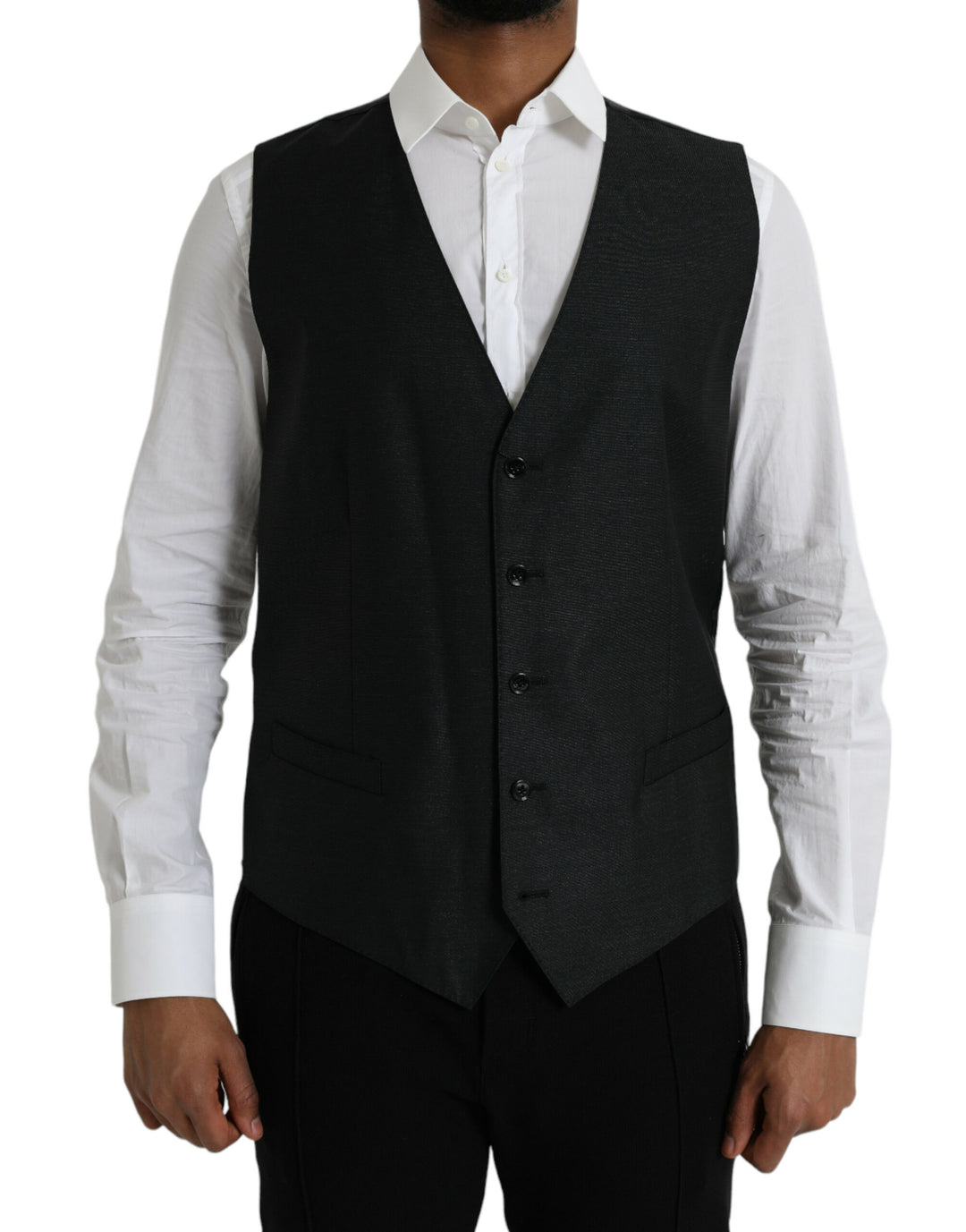 Dolce &amp; Gabbana Sample Sale Dolce &amp; Gabbana Black Wool Waistcoat Dress Formal Vest - | Designer outlet