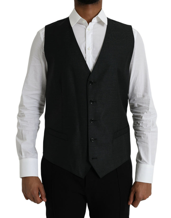 Dolce &amp; Gabbana Sample Sale Dolce &amp; Gabbana Black Wool Waistcoat Dress Formal Vest - | Designer outlet