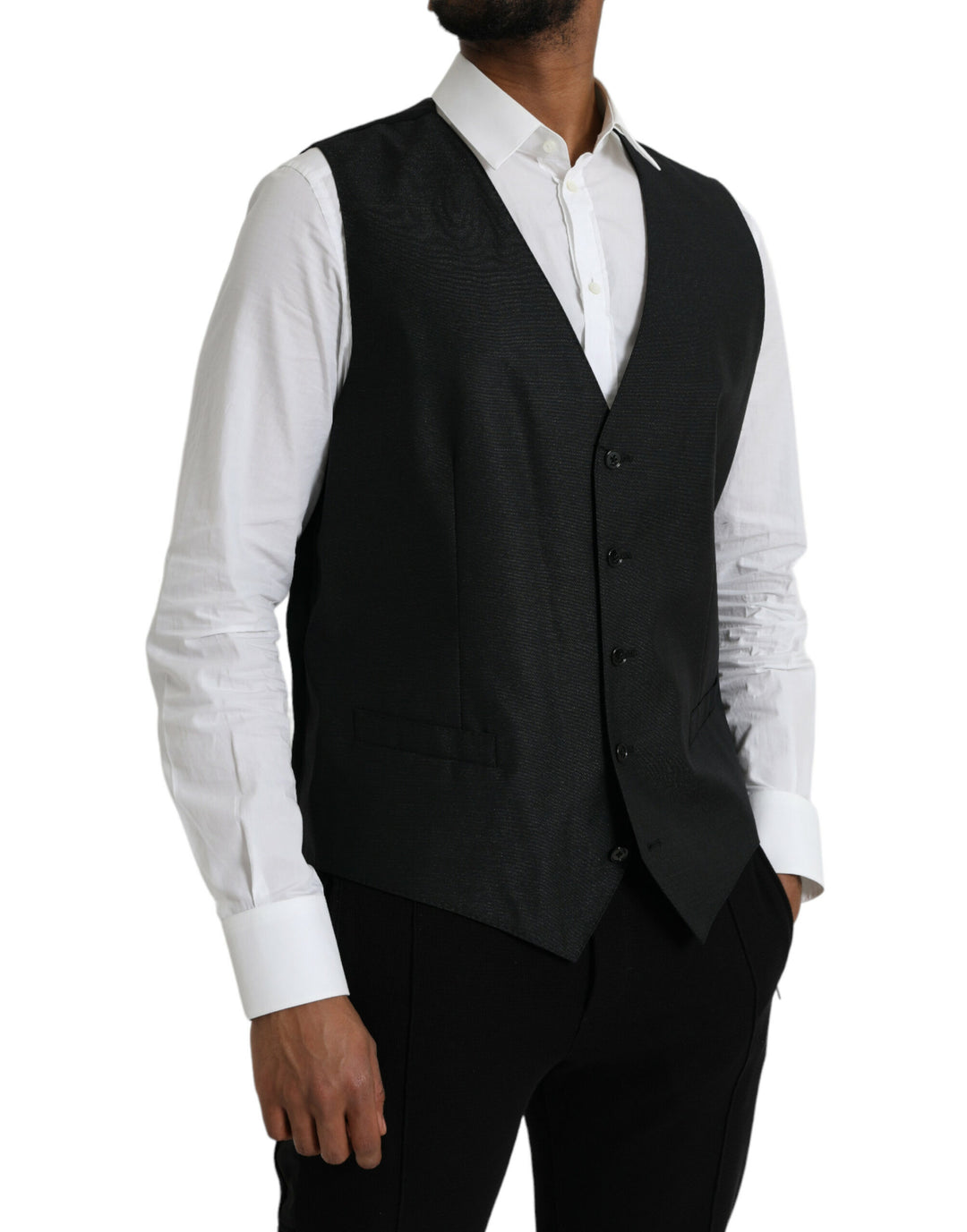Dolce &amp; Gabbana Sample Sale Dolce &amp; Gabbana Black Wool Waistcoat Dress Formal Vest - | Designer outlet