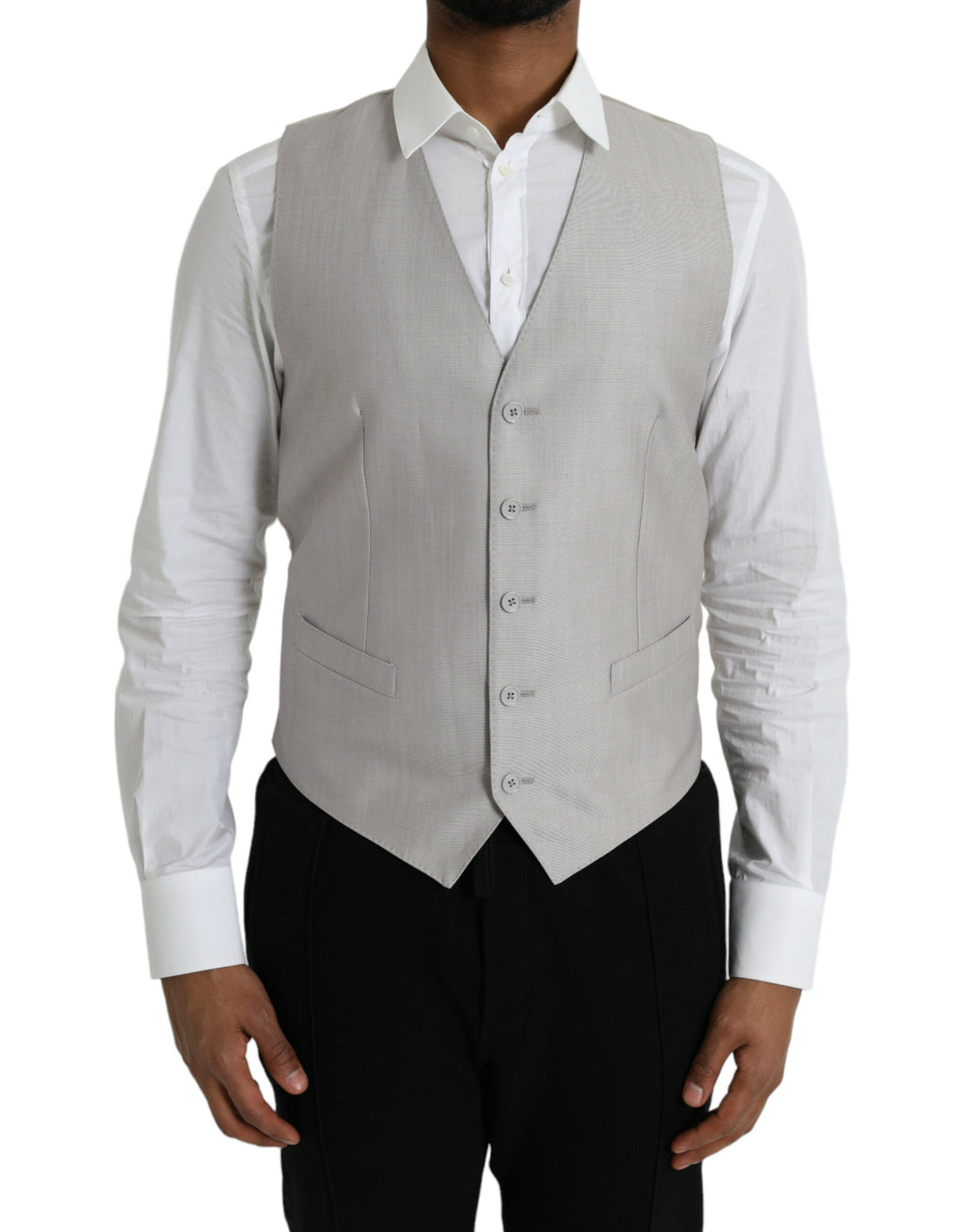 Dolce &amp; Gabbana Sample Sale Dolce &amp; Gabbana Light Gray Wool Formal Dress Waistcoat Vest - | Designer outlet