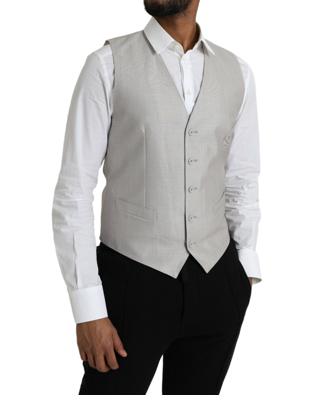 Dolce &amp; Gabbana Sample Sale Dolce &amp; Gabbana Light Gray Wool Formal Dress Waistcoat Vest - | Designer outlet