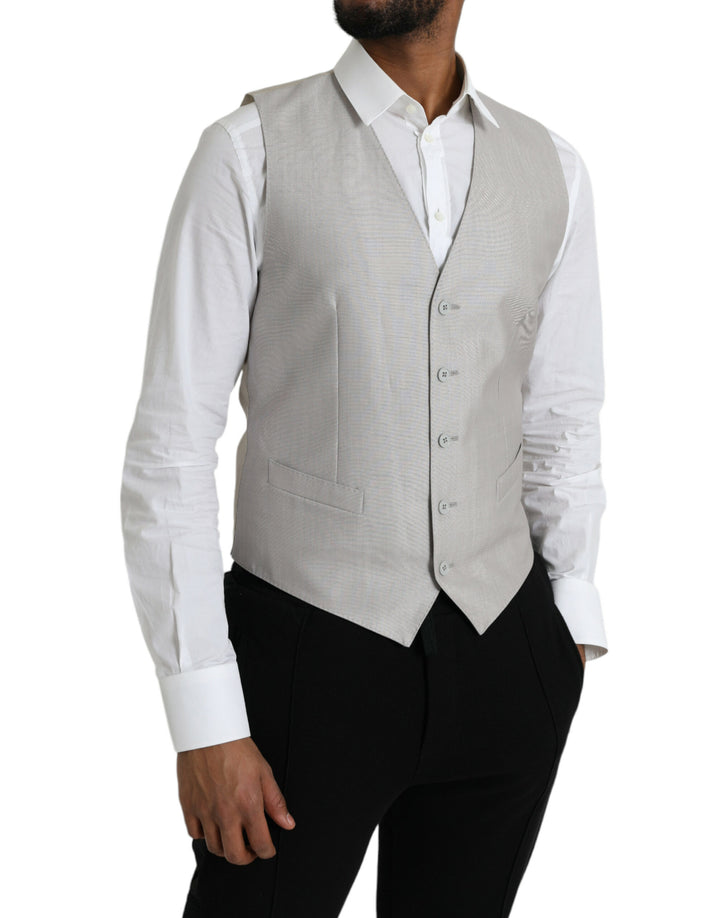 Dolce &amp; Gabbana Sample Sale Dolce &amp; Gabbana Light Gray Wool Formal Dress Waistcoat Vest - | Designer outlet