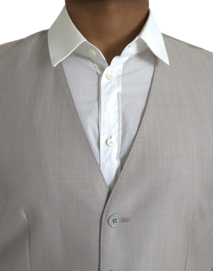 Dolce &amp; Gabbana Sample Sale Dolce &amp; Gabbana Light Gray Wool Formal Dress Waistcoat Vest - | Designer outlet