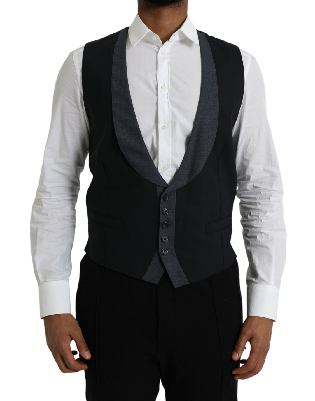 Dolce &amp; Gabbana Sample Sale Dolce &amp; Gabbana Black Wool Waistcoat Dress Formal Vest - | Designer outlet