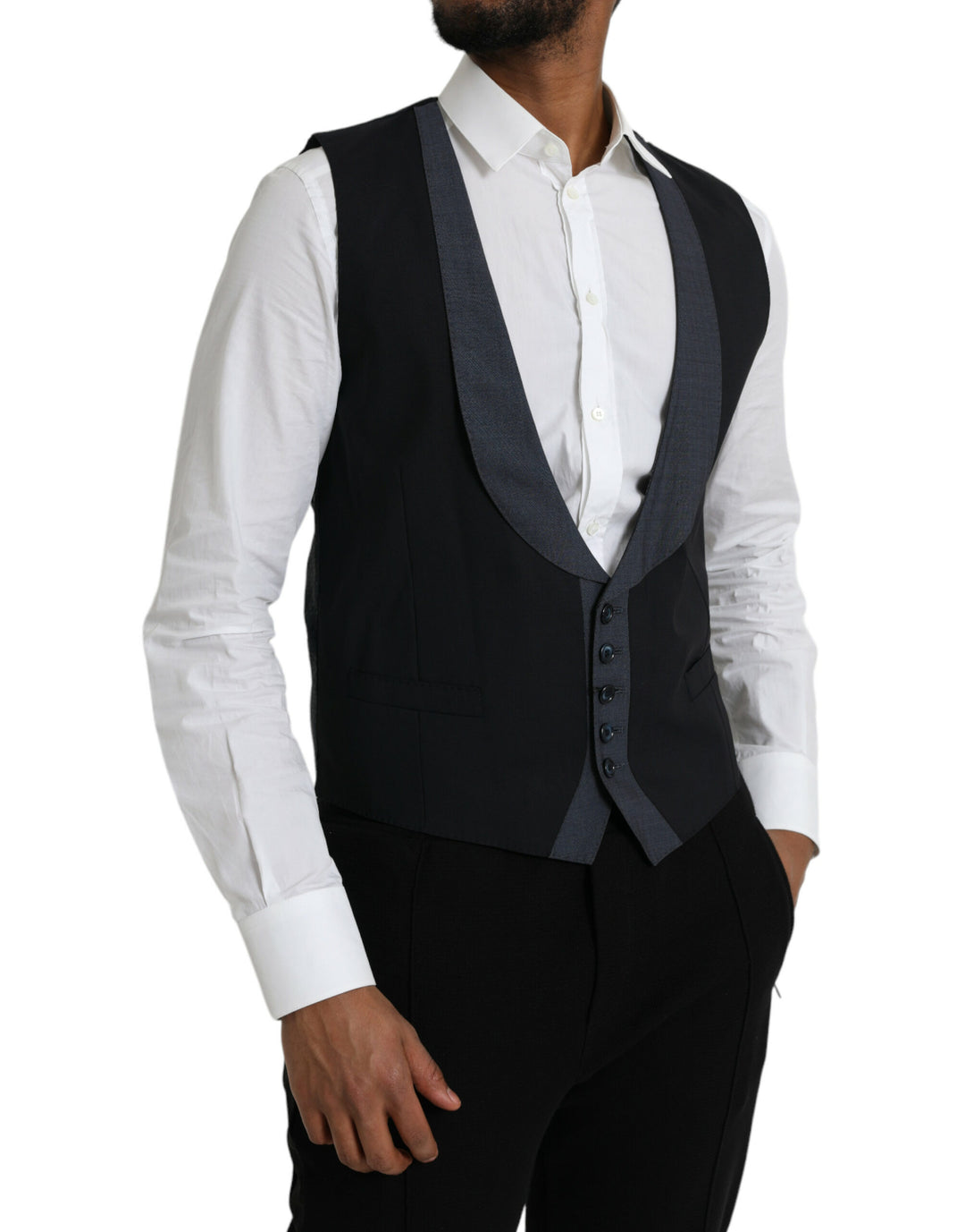 Dolce &amp; Gabbana Sample Sale Dolce &amp; Gabbana Black Wool Waistcoat Dress Formal Vest - | Designer outlet