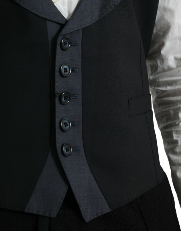 Dolce &amp; Gabbana Sample Sale Dolce &amp; Gabbana Black Wool Waistcoat Dress Formal Vest - | Designer outlet