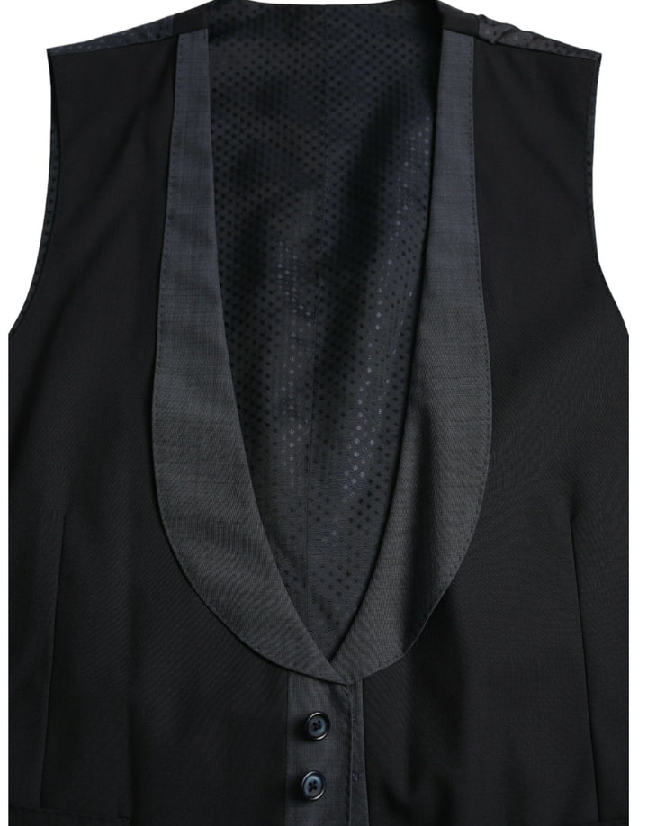 Dolce &amp; Gabbana Sample Sale Dolce &amp; Gabbana Black Wool Waistcoat Dress Formal Vest - | Designer outlet