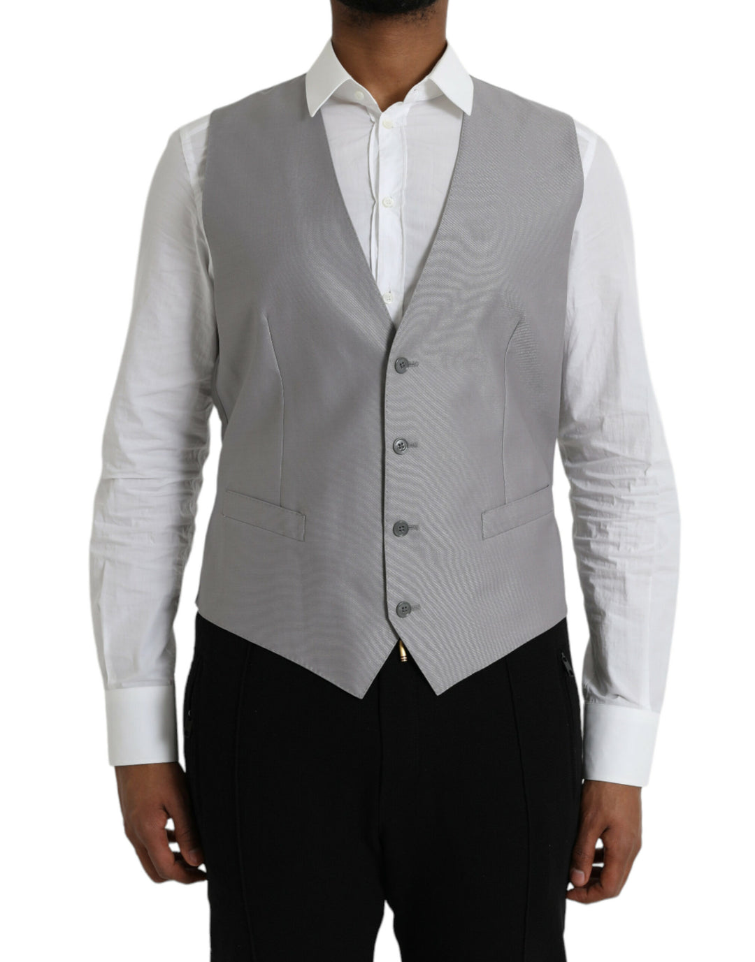 Dolce &amp; Gabbana Light Gray Wool Formal Dress Waistcoat Vest by Dolce &amp; Gabbana outlet now on sale