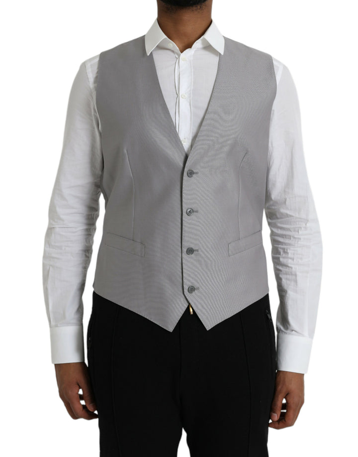 Dolce &amp; Gabbana Light Gray Wool Formal Dress Waistcoat Vest by Dolce &amp; Gabbana outlet now on sale