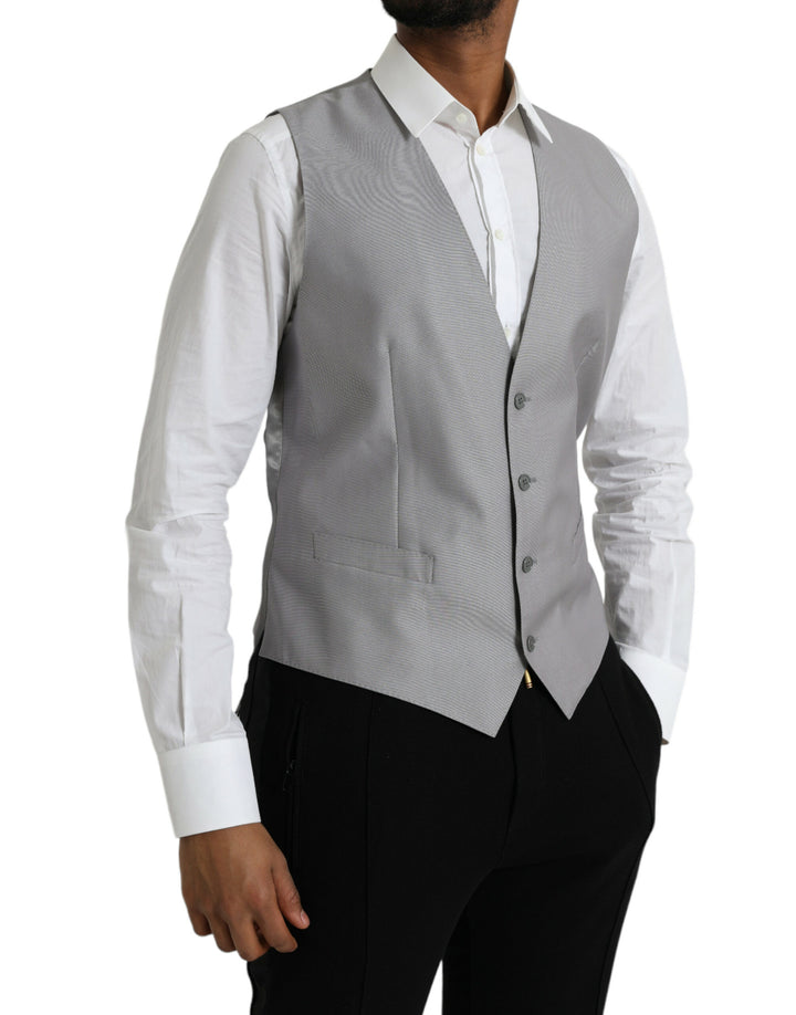 Dolce &amp; Gabbana Sample Sale Dolce &amp; Gabbana Light Gray Wool Formal Dress Waistcoat Vest - | Designer outlet