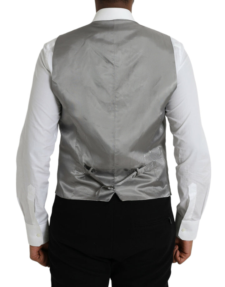 Dolce &amp; Gabbana Light Gray Wool Formal Dress Waistcoat Vest by Dolce &amp; Gabbana outlet now on sale