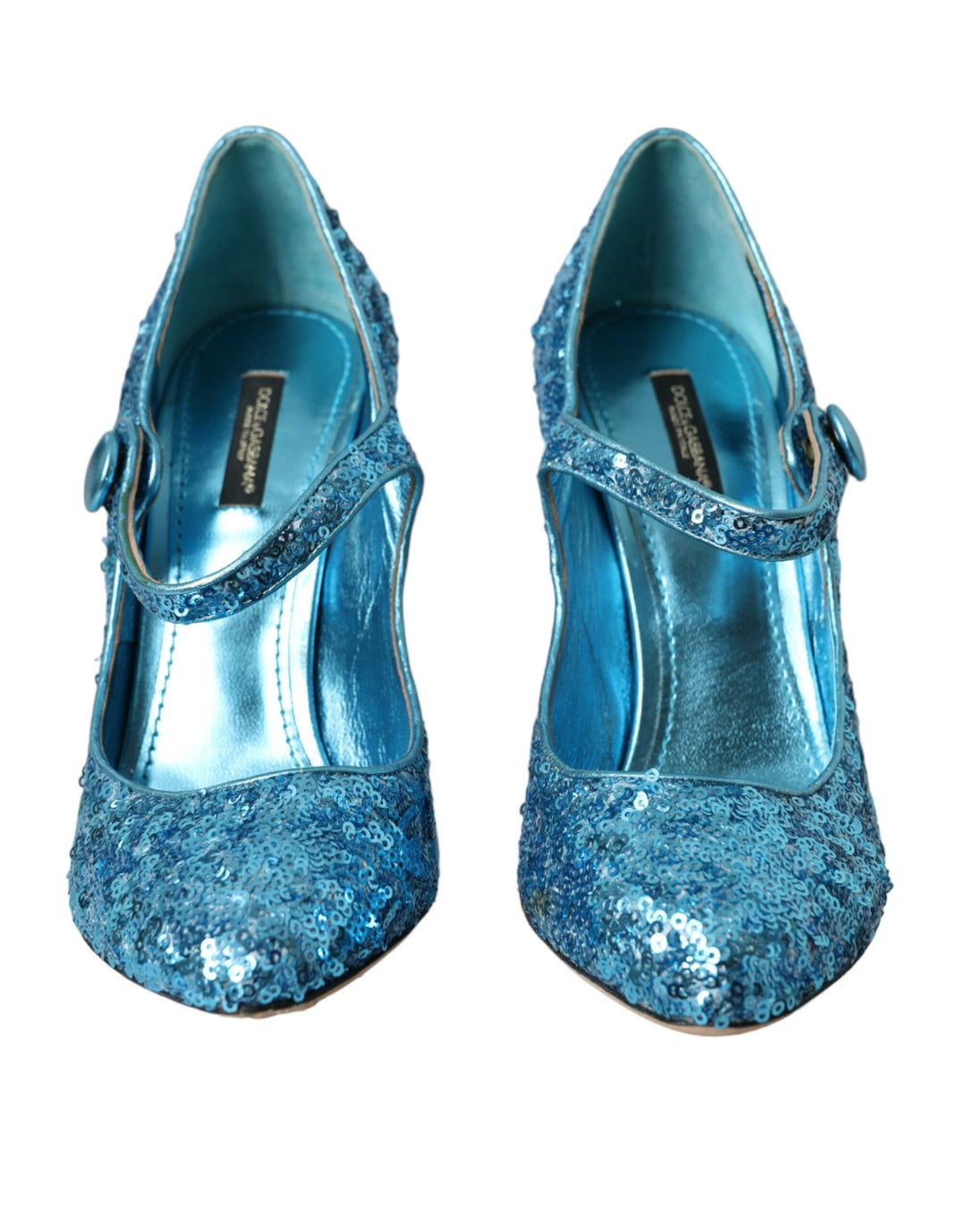 Dolce & Gabbana Blue Sequin Mary Jane Pumps High Heels Shoes