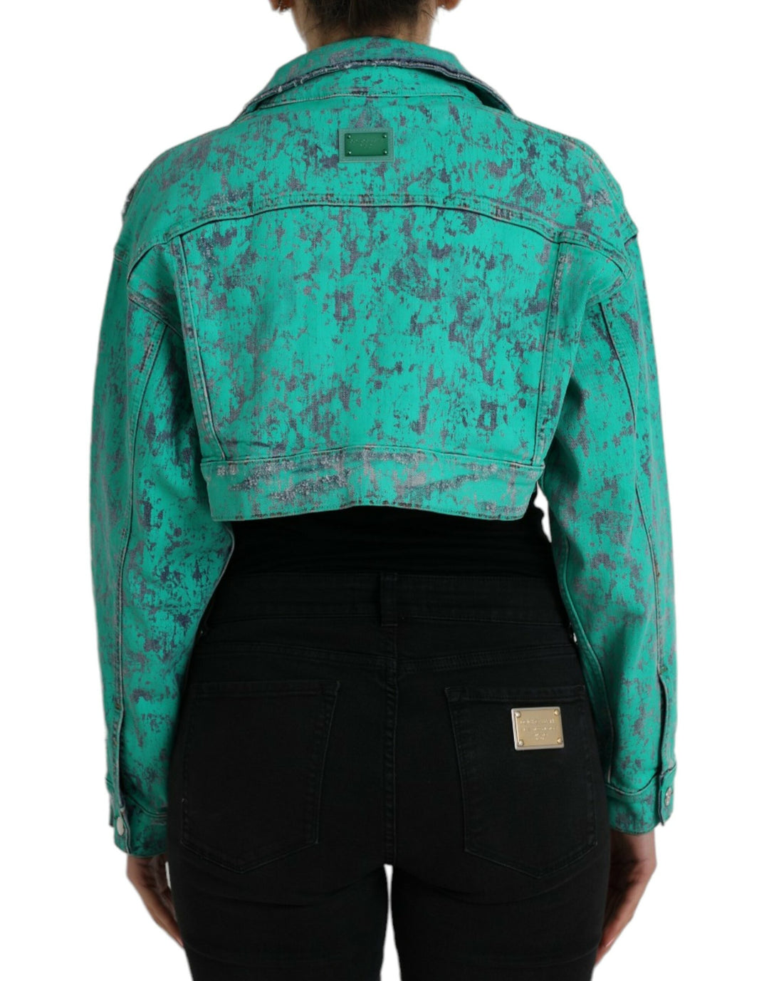 Dolce & Gabbana - Dolce & Gabbana Green Cotton Tie Dye Cropped Cropped Denim Jacket - JKT3824 - 40 - Ask Me Wear