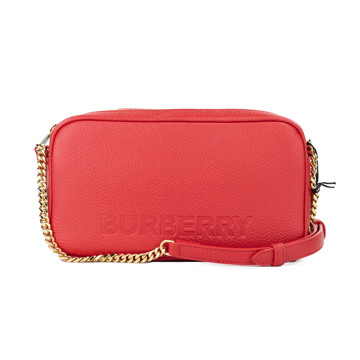 Burberry - Burberry Small Red Pebbled Leather Elongated Camera Crossbody Bag Purse - 45141 - Ask Me Wear