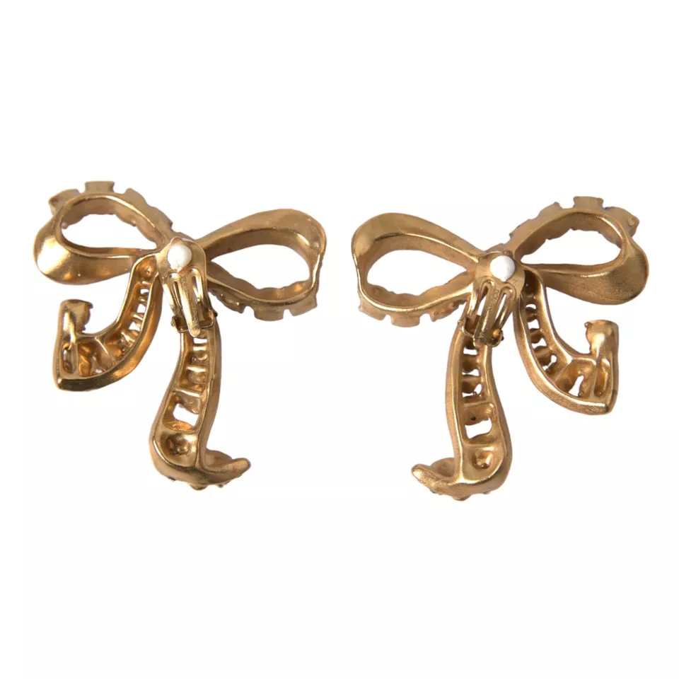 Dolce & Gabbana - Dolce & Gabbana Gold Brass Pink Clear Crystal Bow Fiocchi Christmas - SMY101267 - Ask Me Wear