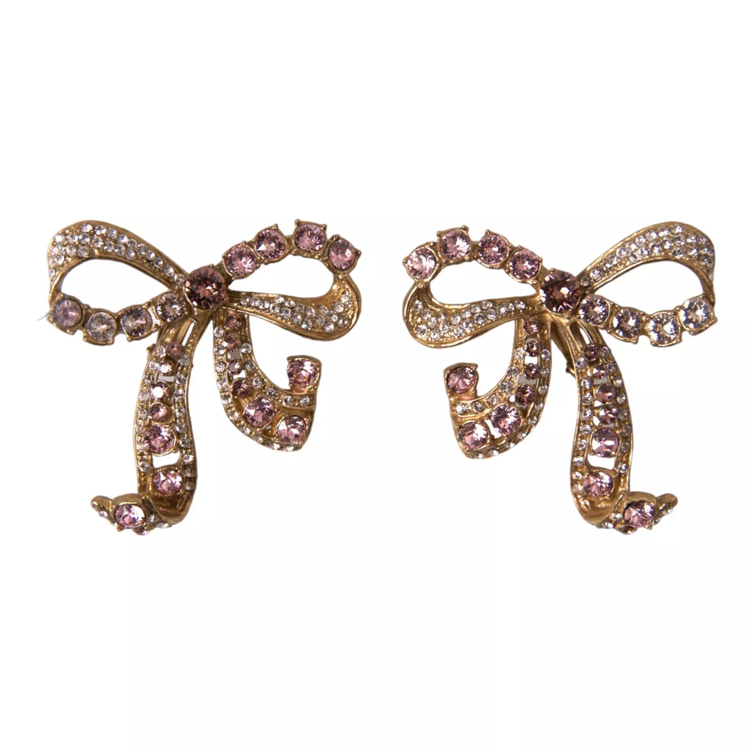 Dolce & Gabbana - Dolce & Gabbana Gold Brass Pink Clear Crystal Bow Fiocchi Christmas - SMY101267 - Ask Me Wear