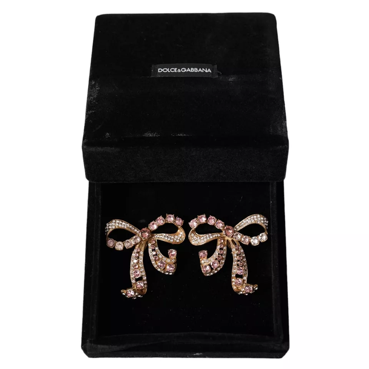 Dolce & Gabbana - Dolce & Gabbana Gold Brass Pink Clear Crystal Bow Fiocchi Christmas - SMY101267 - Ask Me Wear