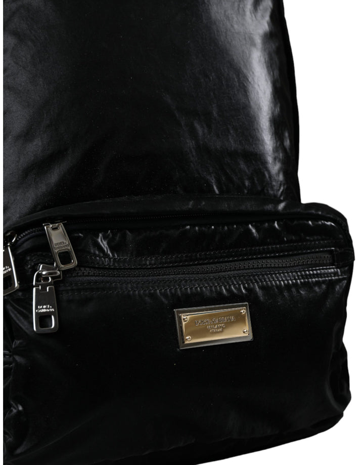 Dolce & Gabbana - Dolce & Gabbana Black Patent Leather Logo Plaque Backpack Bag - BAG1433 - Ask Me Wear