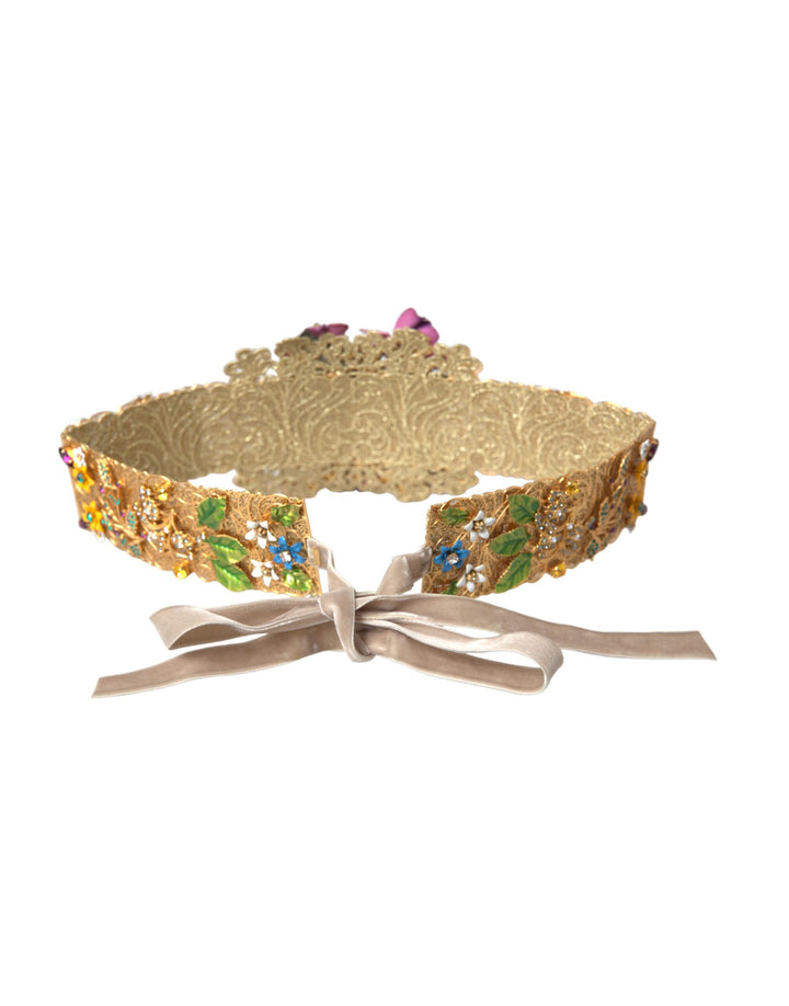 Dolce & Gabbana - Dolce & Gabbana Multicolor Embellished Floral Crystal Wide Waist Belt - SMY10239 - 42 - Ask Me Wear