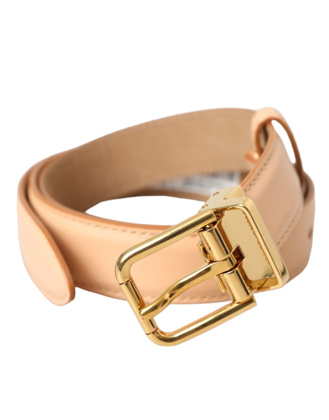 Dolce & Gabbana - Dolce & Gabbana Beige Calfskin Leather Gold Metal Buckle Belt - WMB402 - 75 - Ask Me Wear