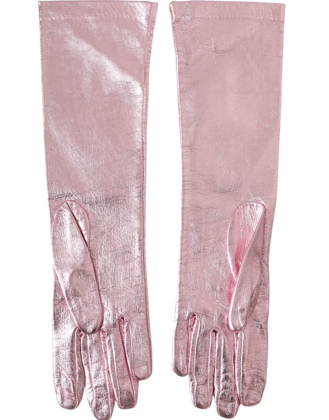 Dolce & Gabbana Pink Laminated Logo Mid Arm Length Gloves