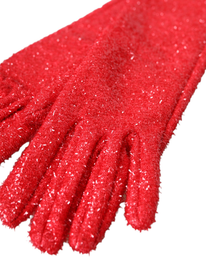 Dolce & Gabbana Red Lurex Fantasia Mid Arm Length Gloves