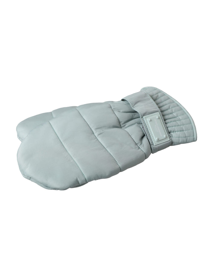 Dolce & Gabbana Green Quilted Nylon Wrist Length Mitten Gloves