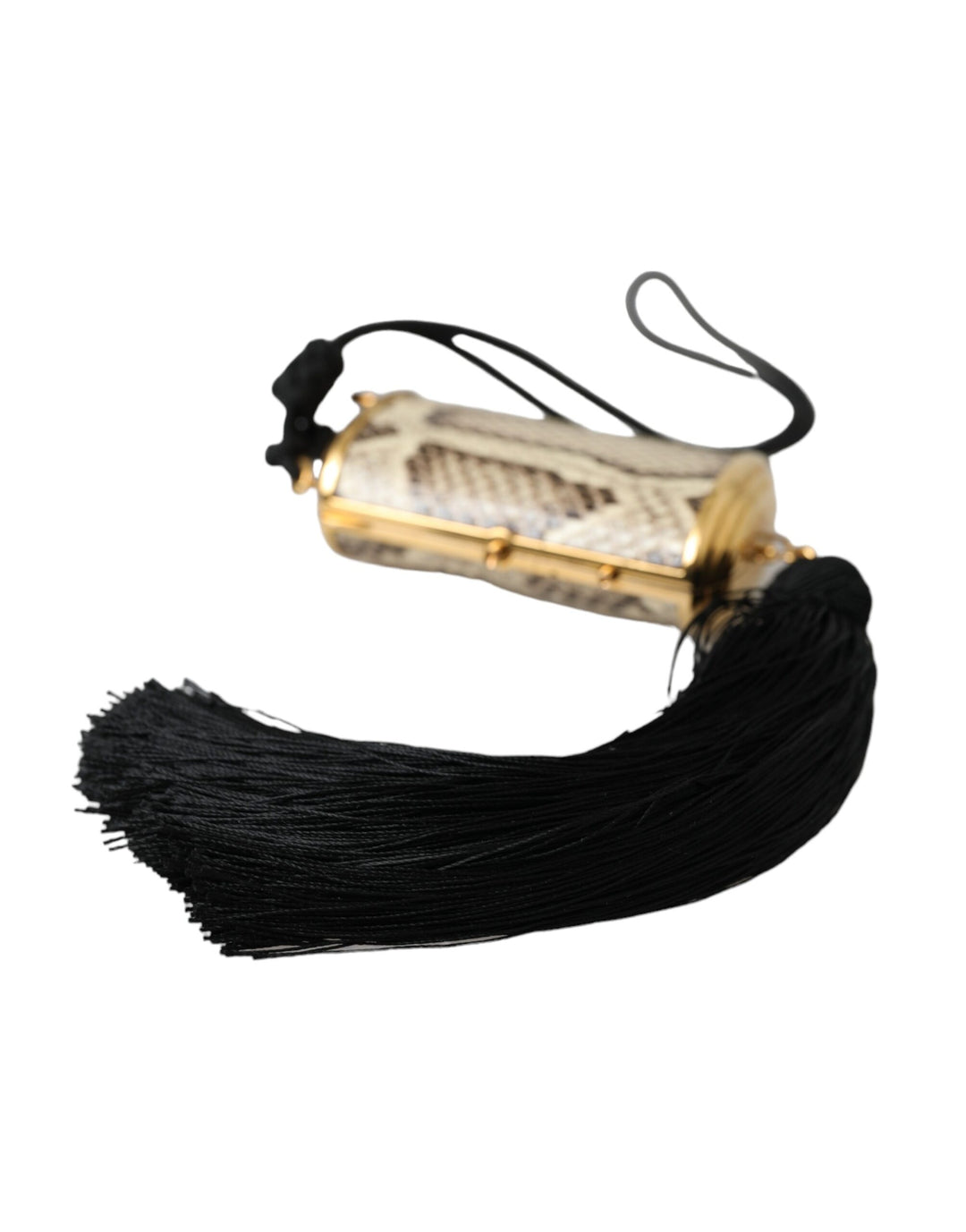 Dolce & Gabbana - Dolce & Gabbana Beige Exotic Leather Mini Mirror Tassel Make Up Holder Bag - SMY10314 - Ask Me Wear