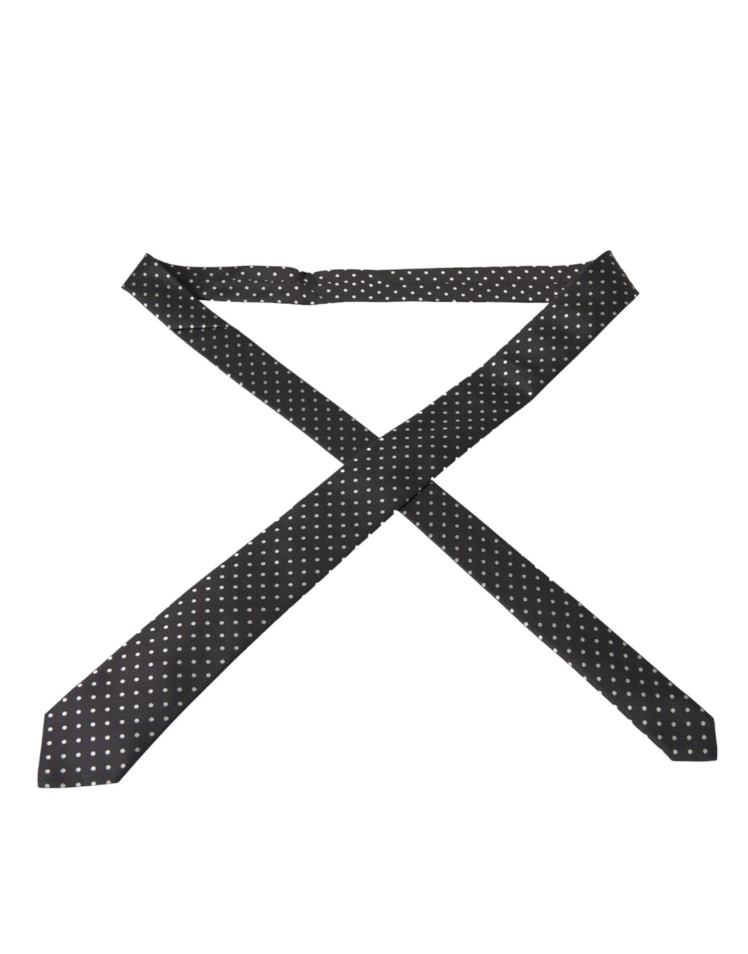 Dolce & Gabbana Black White Polka Dots 100% Silk Necktie Face Mask