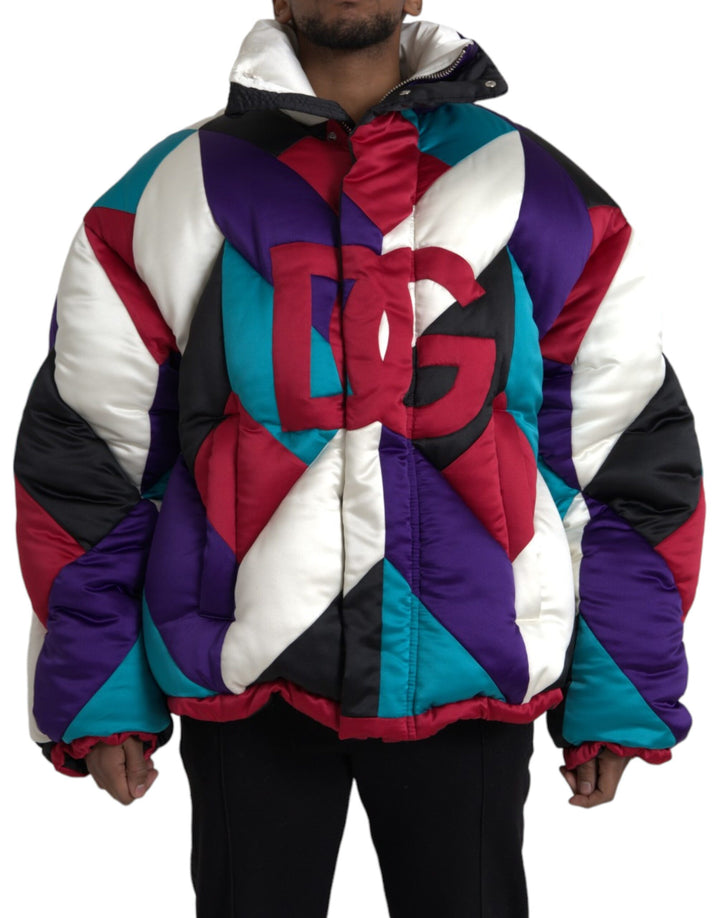 Dolce & Gabbana - Dolce & Gabbana Multicolor Logo Windbreaker Puffer Jacket - JKT3828 - 52 - Ask Me Wear