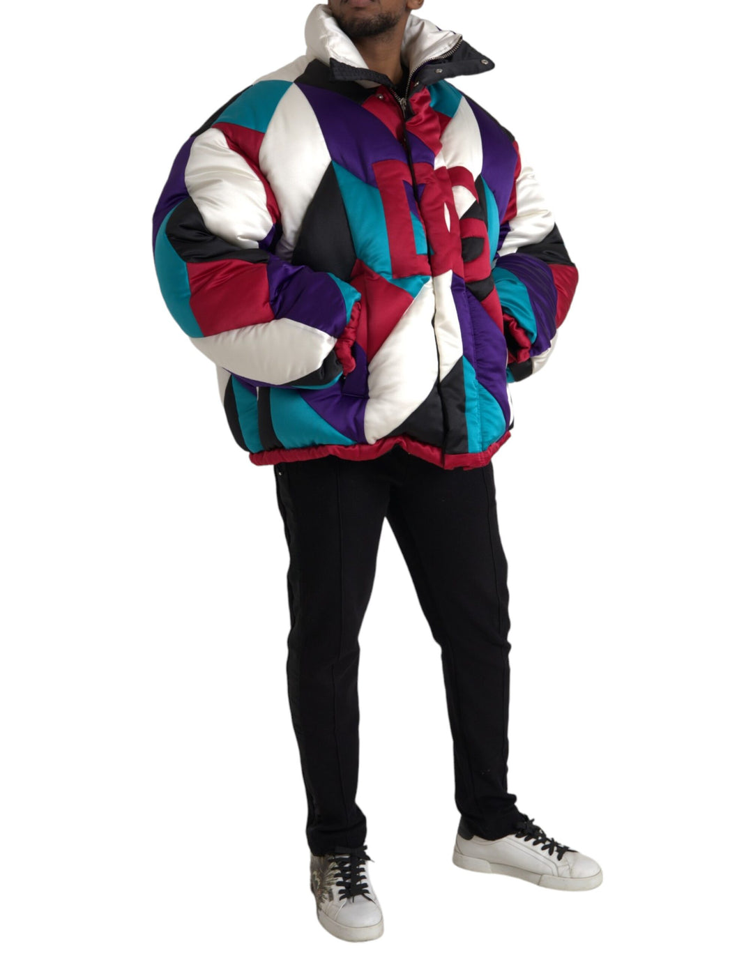 Dolce & Gabbana - Dolce & Gabbana Multicolor Logo Windbreaker Puffer Jacket - JKT3828 - 52 - Ask Me Wear