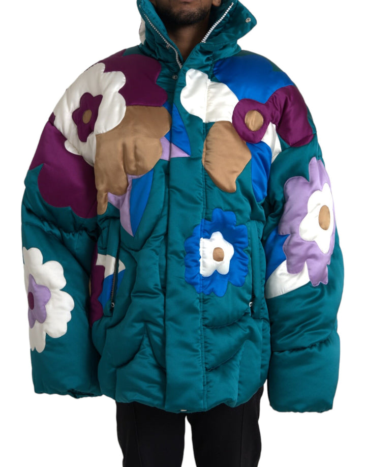 Dolce & Gabbana - Dolce & Gabbana Multicolor Floral Windbreaker Puffer Jacket - JKT3829 - 52 - Ask Me Wear