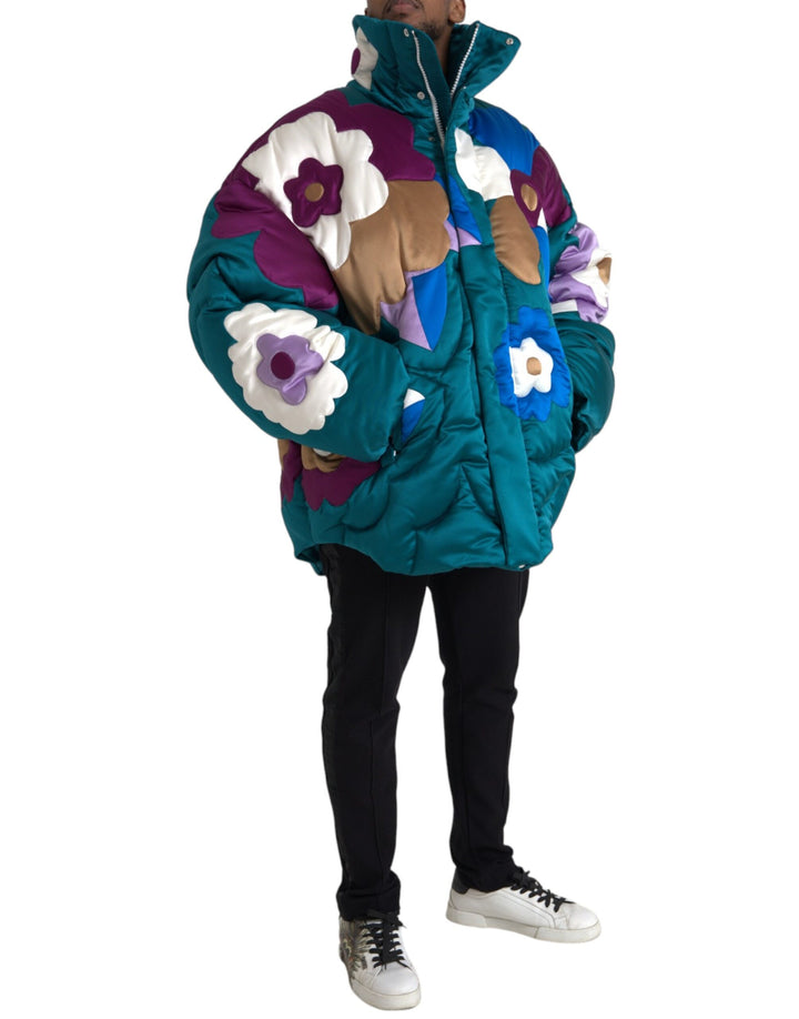 Dolce & Gabbana - Dolce & Gabbana Multicolor Floral Windbreaker Puffer Jacket - JKT3829 - 52 - Ask Me Wear