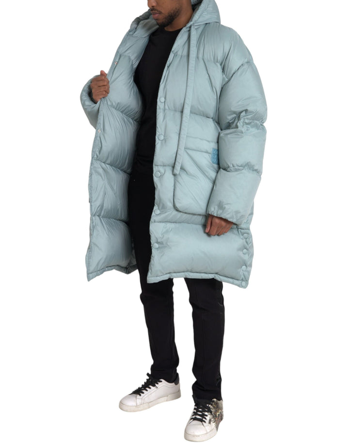 Dolce & Gabbana - Dolce & Gabbana Light Blue Quilted Hooded Puffer Jacket Men - JKT3835 - 50 - Ask Me Wear